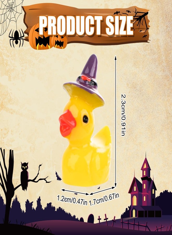 XIHIRCD 100pcs Mini Resin Ducks Bulk, Miniature Halloween Ducks Small Witch Hat Resin Duck Figurine Tiny Resin Ducks for Crafts School Halloween Decoration (1 Style) - Image 2